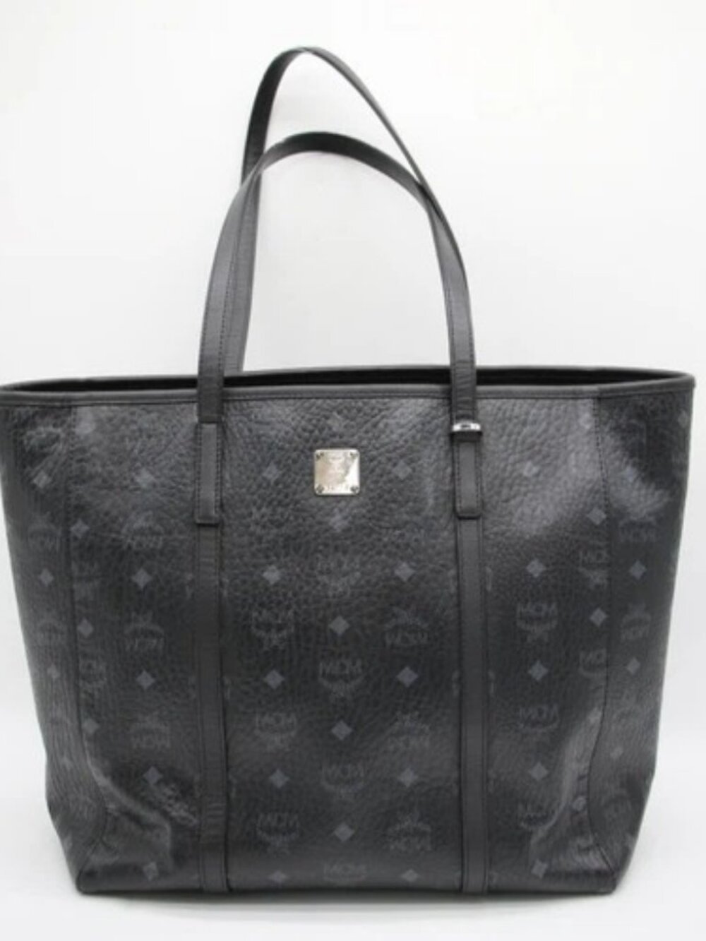 MCM Toni Logo Visetos Medium Black Shopper Tote Bag